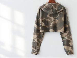 Cotton Oversized Heavyweight Cropped Hoodie Drop Shoulder 100% Cotton Hoodie Custom Logo Terry Pullover Camo Hoodies for ladies - Product Image 2
