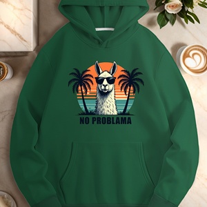 Sudadera Informal para Mujer con Estampado de Llama y Diseño de Gafas de Sol, 100% Poliéster, Tejida, para Verano, Color Rojo - Product Image 5