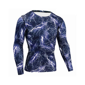 Chemise de compression à manches longues pour homme, imprimé camouflage, respirante, séchage rapide, coupe sportive, en spandex/polyester tricoté, pour l'été - Product Image 2