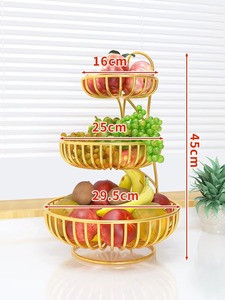 Best Selling Products Manufactured in India Wholesale Cheapest Price Golden Grocery Organizers Fruit <b>Basket</b> Metal for Home <b>Table</b> - Product Image 6