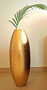 Ensemble de 2 vases à fleurs en aluminium finition nickel brut, pots à fleurs modernes en métal, jardinières décoratives d'intérieur à bas prix - Product Image 4