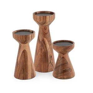 Porte-bougie en bois rustique, élégant accent décoratif pour la maison, idéal pour la table à manger, le salon et de magnifiques moments festifs - Product Image 1