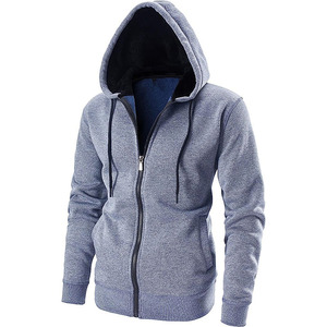 Sudaderas con capucha para hombre, cosidas a máquina, de tejido polar grueso, de alta calidad, de manga larga, con cremallera completa, para actividades al aire libre y para estar en casa. - Product Image 2