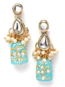 Ensemble collier et boucles d'oreilles en alliage plaqué or avec zircon et perles, bijoux ethniques de mariage pour femmes, design floral - Product Image 3