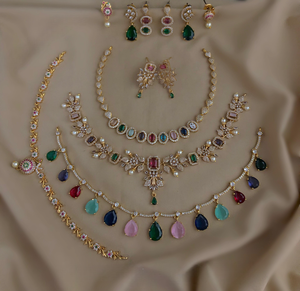 Conjuntos de collares con acabado mate CZ, oferta combinada para uso casual y de fiesta - Product Image 1