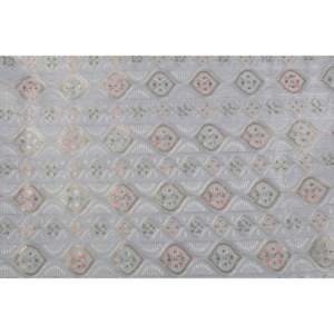 Sequin Fabric Floral Embroidery Semi Silk Satin Blue Gold Multicolor 58 Inch Wide - Product Image 3