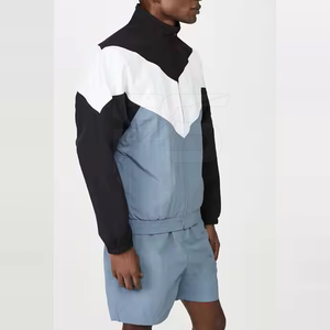 Ensemble short coupe-vent uni pour homme été, polyester/coton, logo personnalisé, fermeture éclair intégrale, deux pièces, style urbain, grandes tailles, séchage rapide - Product Image 4