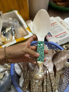 ช้อนเปลือกหอยทำมือรูปทรงธรรมชาติเปลือกหอยขัดเงางานฝีมือตกแต่งบ้านทนทาน - Product Image 4