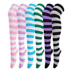 Men's Striped Knee High <b>Socks</b> Spandex Polyester Breathable Knitted Summer Wear - Product Image 3