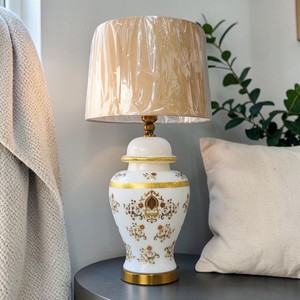 โคมไฟตั้งโต๊ะสไตล์วินเทจพร้อมโคมผ้า - โคมไฟตกแต่งข้างเตียง - Product Image 4