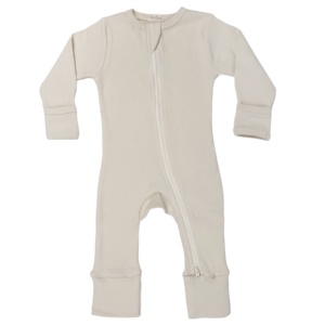 ชุดรอมเปอร์ซิปยางยืดทำจากไม้ไผ่เสื้อผ้าสำหรับเด็กสีข้าวโอ๊ต - Product Image 1