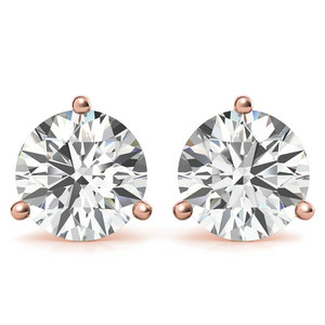 18k Labgrown Diamond <b>Sterling</b> <b>Silver</b> Moissanite <b>Stud</b> <b>Earrings</b> Round Brilliant Claw <b>Set</b> Rose Gold Classic Jewelry for Women - Product Image 1