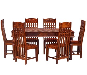 Table à manger en teck massif de haute qualité, moderne, luxueuse, royale, écologique, durable, avec 6 chaises, pour la maison ou les restaurants, facile à assembler - Product Image 3