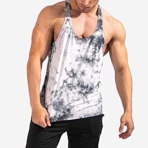 <b>Men's</b> Tie Dye Tank Top O Neck Breathable Knitted Casual Workout <b>Vest</b> Sporty Fitness Gym Shirt <b>White</b> Black Pattern - Product Image 4