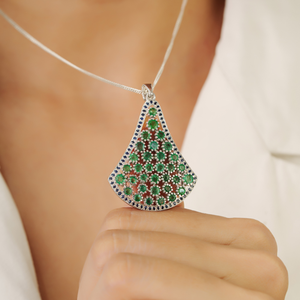 Classic Round <b>Emerald</b> Gemstone Pinion Bezel Setting Unique Design Solid 925 Sterling Silver Fine <b>Pendant</b> Jewelry - Product Image 2