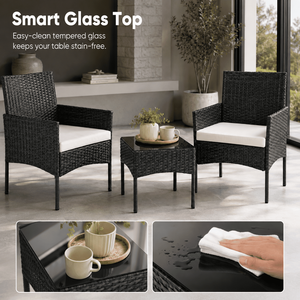 Set di Mobili da Giardino in Rattan PE a 3 Pezzi con Telaio in Alluminio, Due Sedie e Tavolo per Esterni - Product Image 4