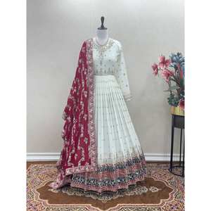 Women's Party Wear <b>Gown</b> Dupatta Bottom Set for Elegant Look - Product Image 4