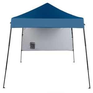 Tenda Pieghevole 1.8x1.8m in Tessuto Oxford Smussato Nero con Struttura in Ferro Verniciato, Borsa Portaoggetti Monofacciale in Tessuto, Blu Cielo su un Lato - Product Image 2