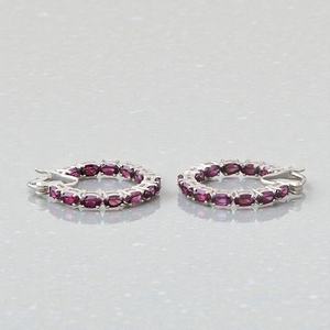 Natural Rhodolite Garnet Stud Earrings 925 Sterling <b>Silver</b> Nickel-Free Elegant Jewelry Gift for Women Anniversary Party Wear - Product Image 6