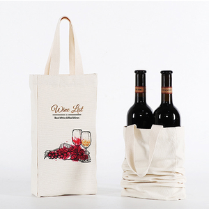 Canvas Wine Bottle Tote Bag 2 Bottle Capacity Cotton Shopping <b>Handbag</b> with Custom Print for Travel Gift Packaging - Product Image 2