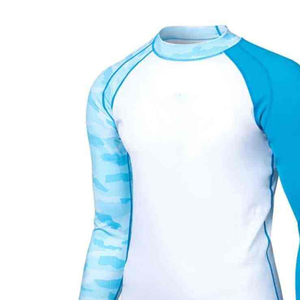2026 Meilleure Qualité Maillot de Bain Anti-UV à Manches Longues pour Homme, Imprimé par Sublimation Blanc et Bleu, Haut de Sport en Polyester à Manches Complètes - Product Image 6