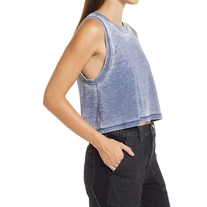 Top Corto de Punto para Mujer, Cuello Redondo, Color Sólido, Teñido, Informal, Sin Mangas - Product Image 4