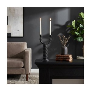 <b>Black</b> Twisted Rope Design <b>Candlestick</b> <b>Holder</b> Home Decoration Durable - Product Image 3