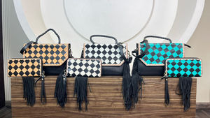 กระเป๋าถือหนังแท้ลายลายตารางหมากรุกและกระเป๋าสตางค์แบบ2ชิ้นสำหรับผู้หญิงใหม่สุดหรูสไตล์ตะวันตก - Product Image 4