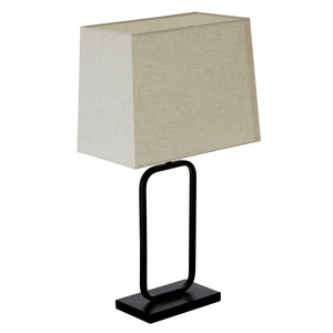 Halo Loop Metal Table <b>Lamp</b> with Open Frame Design Linen Shade Durable Iron Base Elegant Accent Lighting for Home Decor - Product Image 2