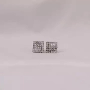 Pendientes de Lujo con Diseño Elegante Estilo Hip Hop, Chapados en Rodio, Plata de Ley 14k, Moissanita de Corte Redondo de 1.5CT 3CT, Unisex - Product Image 1