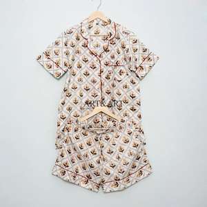 Conjunto de Pijama de 3 Piezas de Algodón Ligero de Alta Calidad para Mujer, Manga Corta, Secado Rápido, Transpirable, Ropa de Playa para Verano - Product Image 5