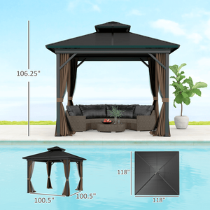 Gazebo in Stile Antico Cinese Eclettico per Giardino e Cortile, Impermeabile, con Telaio Bioclimatico Rivestito per Barbecue - Product Image 3