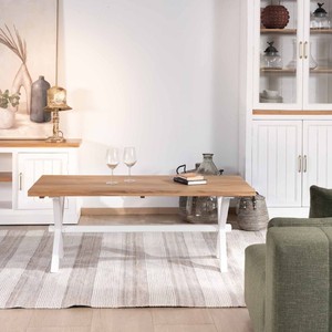 Vandana Silver Structure, estructura rectangular de acacia y pie blanco, estilo campestre Trégastel - Product Image 1