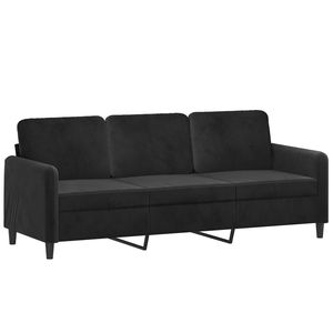 Sofá de 3 Plazas en Terciopelo Negro, Metal y Textilene con Espuma Resistente, Mueble Grande para Sala de Estar - Product Image 2