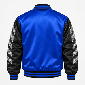 Chaqueta de satén de lujo para hombre con pedrería, diseño de estrellas brillantes, estilo universitario, con cuello acanalado, a la moda - Product Image 4