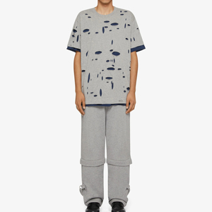 Vente en gros d'usine : T-shirts pour hommes 100% coton, effet vieilli, manches courtes, col rond, couleur unie, impression de logo personnalisée - Product Image 3
