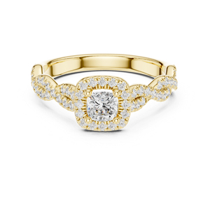 14K Yellow Gold <b>Round</b> Lab-Grown Diamond Office Wear Ring for Women | New Grown Diamond - Product Image 1