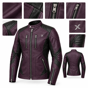 Chaqueta de Motocicleta de Cuero de Edición Limitada |   Púrpura Negro Azul Marino Marrón |   Fabricante OEM ODM |   Diseño de Calidad Premium | Ropa de Carreras - Product Image 6