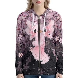 Sweat-shirt à capuche léger pour femme, broderie florale, manches longues, fermeture éclair, style streetwear, nouvelle mode - Product Image 2