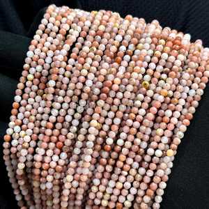 Cuentas redondas microfacetadas de ópalo rosa natural de 2 mm, cuentas de piedras preciosas sueltas con corte de diamante, cuentas de ópalo rosa para la fabricación de joyería al por mayor. - Product Image 4