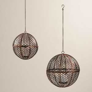 <b>Copper</b> Hanging Sphere <b>Lanterns</b> With Honeycomb Pattern For Home Decoration or Interiors - Product Image 1
