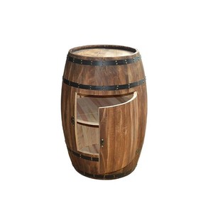 Meuble de rangement en bois de Sheesham en forme de tonneau à vin - Meuble rustique artisanal écologique 50x40x40 cm - Vente en gros - Product Image 2