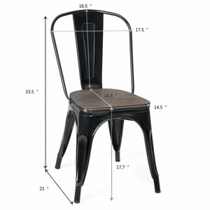Set di 4 Sedie da Pranzo Impilabili in Metallo Contemporanee con Seduta in Legno, Design Antico dello Schienale, Altezza 18 Pollici - Product Image 5