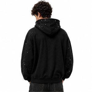 Sudadera con Capucha y Cierre de Cremallera Valley Dreams con Pedrería, Unisex, Estilo Urbano, Negra, Moda Otoñal - Product Image 5