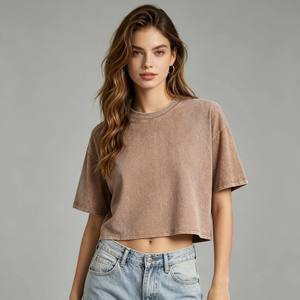 Camiseta Corta de Verano para Mujer, 100% Algodón, 120g, Estilo Vintage Lavado, con Impresión Personalizada, Secado Rápido y Ecológica - Product Image 3
