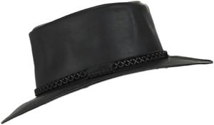 Sombrero de Vaquero de Cuero Negro con Cordón para la Barbilla, Ala Ancha, Unisex, para Exteriores, Primavera, Verano, Casual, para Adultos - Product Image 3