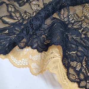 Tela de Encaje Floral Elástica Negra Ligera de Nailon y Spandex de 23 cm de Ancho para Ropa Interior, Calidad Premium Coreana para Bodas - Product Image 3