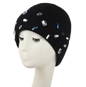 Custom Rhinestone Beanie for <b>Men</b> Women Sparkly Crystal Knit Winter Hat Fashion Bling <b>Cap</b> Low MOQ OEM Wholesale Supplier - Product Image 3