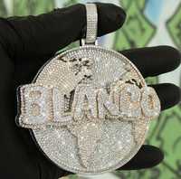 Colgante de Lujo Personalizado con Nombre Inicial en Plata de Ley 925, con Incrustaciones de Moissanita VVS, Engaste de Garras, Baño de Rodio/Oro, Estilo Hip Hop