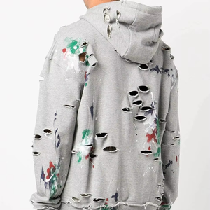 Sweat à capuche surdimensionné en molleton de coton lourd style streetwear OEM, effet vieilli, avec logo personnalisé, pour homme – Vente en ligne - Product Image 6